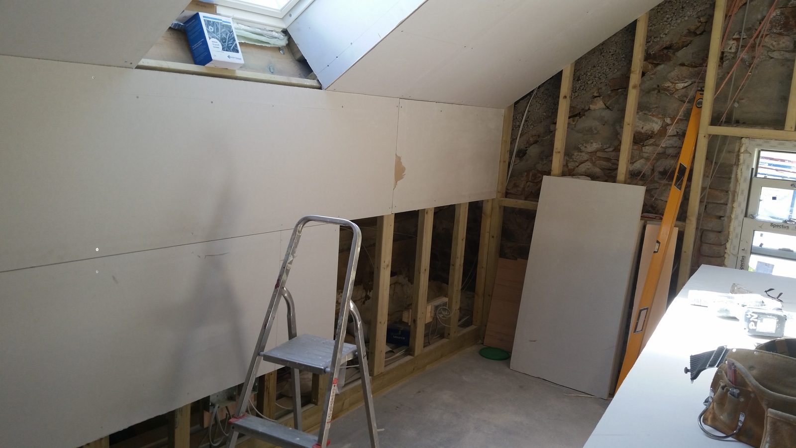 Loft conversion stud work and boarding in progress